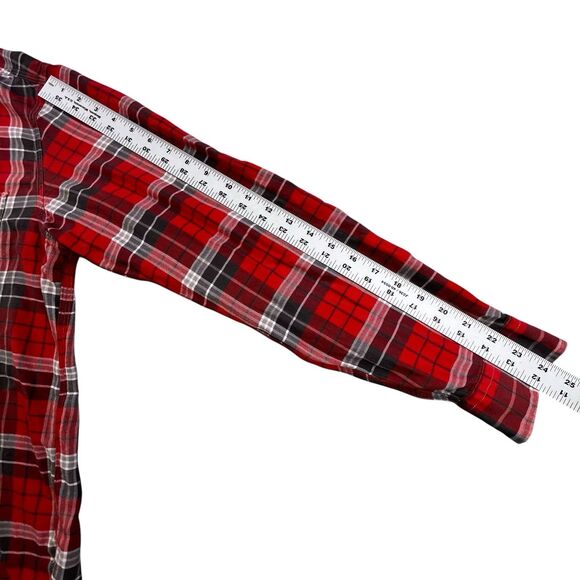 Polo Ralph Lauren Loop Collar Flannel Shirt Men M Red Plaid Long Sleeve Designer - Picture 12 of 12